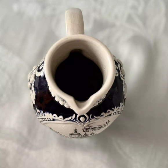 Vintage 1/4 Pitcher By Rothenburg #3458 Blue And White Stoneware - Picture 2 of 8
